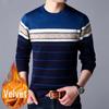 Men's Thermal Knitted Sweater - Plus Velvet, Round Neck, Thick Autumn/Winter Wear