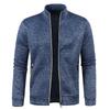 2025 High Quality Autumn Winter Men's Zipper Knitted  Long Sleeved Jacket Thin Velvet stand collar Top Casual Fashion Coat