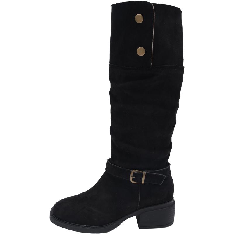 

Современные ботинки до середины икры на квадратном каблуке с отворотом Весенне-осенняя женская обувь на распродаже 2024 Бренд Круглый носок Сексуальные ботинки 40 чёрный