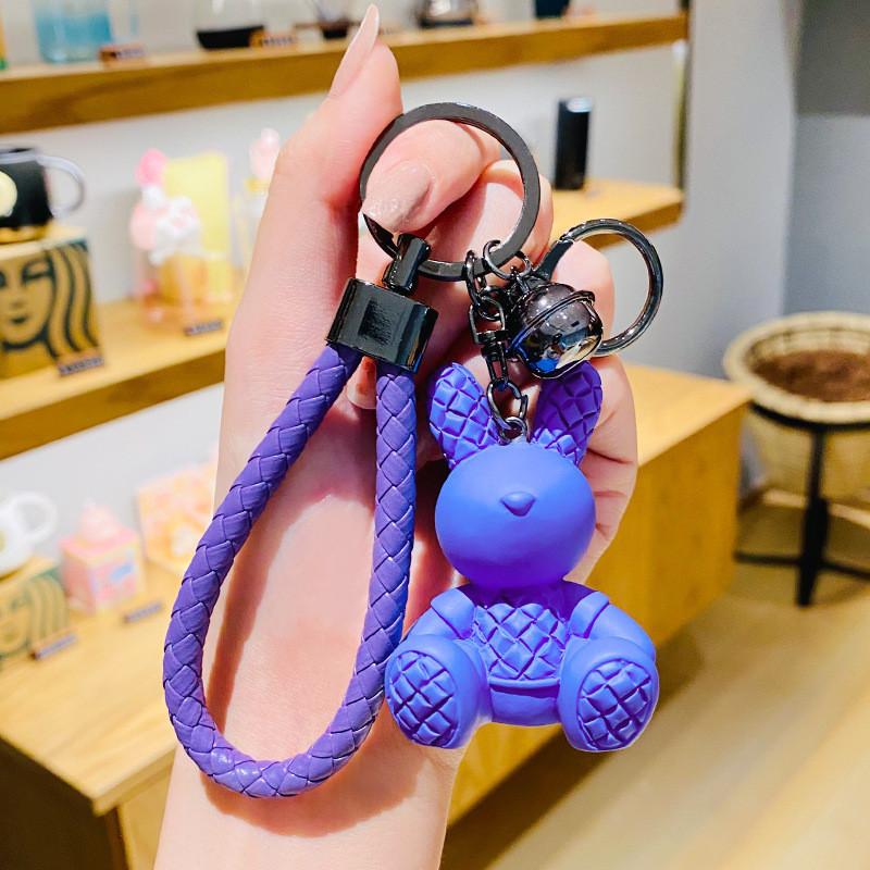 

Sitting Plaid Elegant Bunny Resin Keychain Perfect For Advertising Meetings And фиолетовый