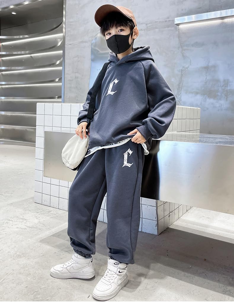 KOSIKINI Long Sports and Casual Sizes and Perfect for Available in sizes and 2-Piece Boys' Set, Hoodie, Sleeves, Pants, Sweatshirt. Spring/Autumn