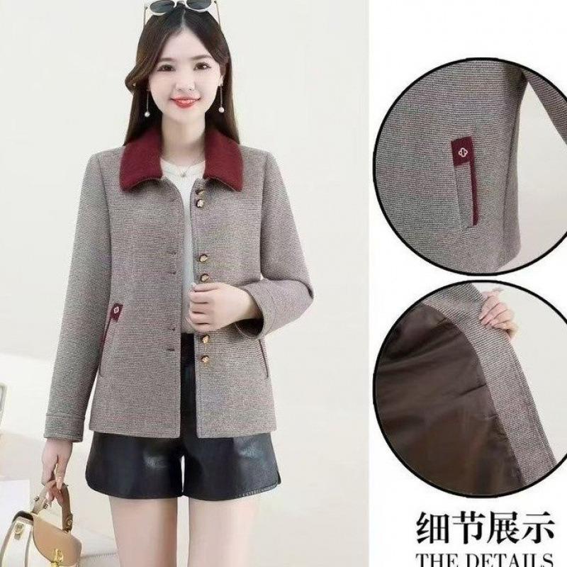 

Темпераментная одежда утолщенное пальто из шерсти с лацканами осень новая средней и старой возрастной категории свободная повседневная куртка топ 6XL [Recommended 160-82.5kg] темно-коричневого