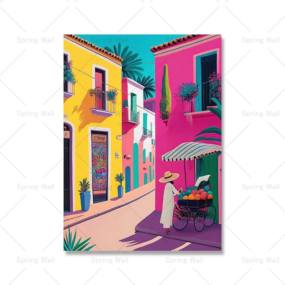 Arizona Desert Cactus Mexiko Humaniora Resor Landskap Väggkonst Dukmålning Nordisk affisch Bilder Vardagsrum Heminredning Ingen ram