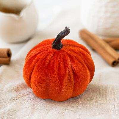 Photography Props for Autumn Small Artificial Velvet Pumpkin Decoration, Fall Thanksgiving Soft Stuffed Seasonal Floral Scene Accents Ornament,