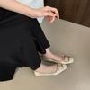 Naked patent leather square buckle single shoes 2025 spring new women's shoes commuting shallow mouth square head flat bottom women's shoes