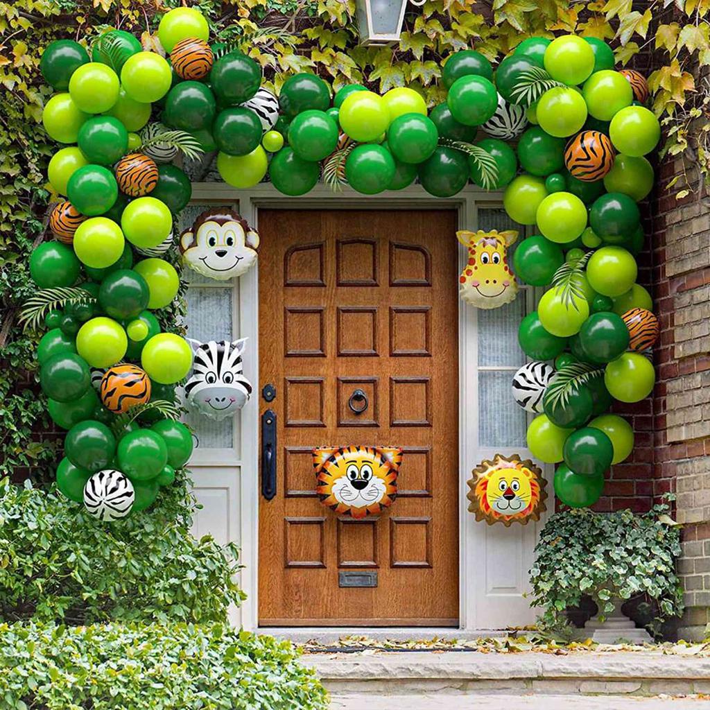 T02C!Kit de guirlande de 100 ballons animaux Thème Jungle Safari Fournitures de fête Cadeaux Anniversaire Enfants Garçons Décoration Baby Shower