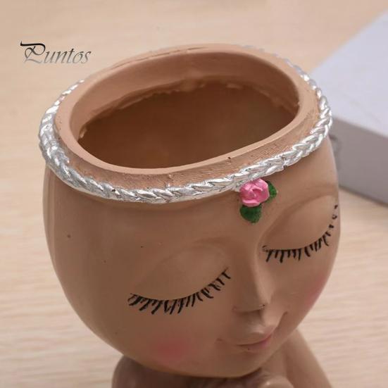 Head Planter Pots Face Pot, Cute Resin Vase for Succulents Flowers, Decorative Flower Artistic Sculpture Pot Unique Indoor Bedroom Desk Shelf