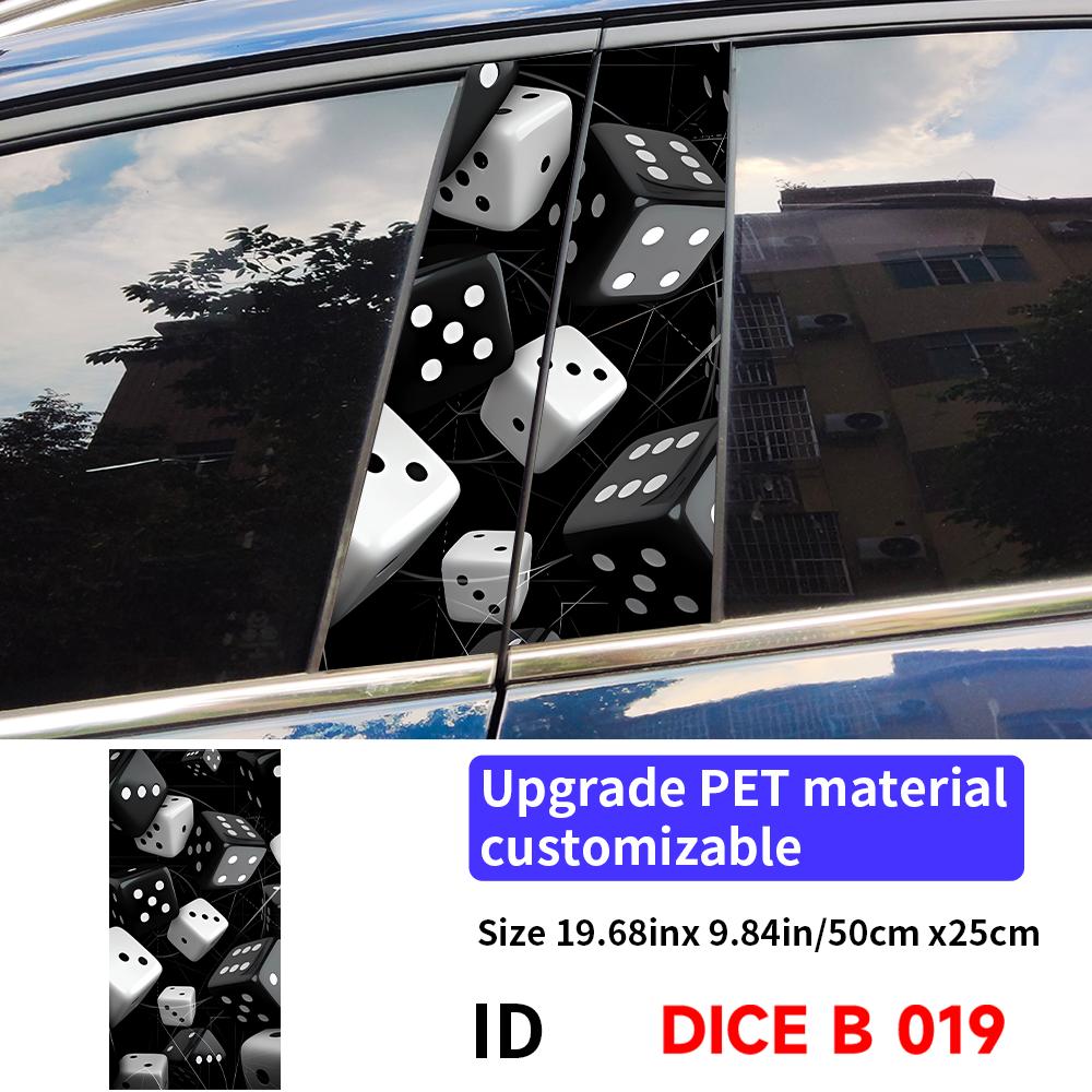 Dice Skull Car Sticker Auto B Pillar Waterproof Sunscreen Center Column Decor Cover Scratches Car Doors Pillar Decal Accessories
