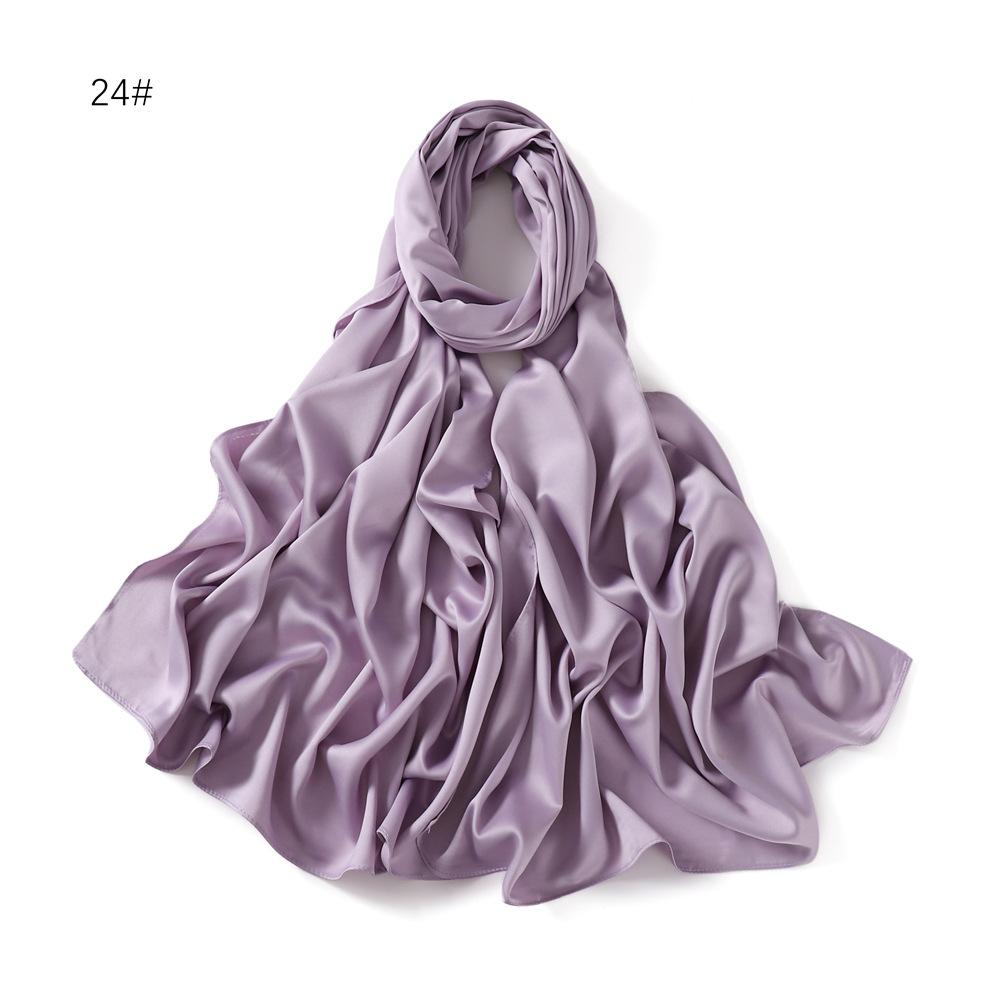 New Luxury Medine Silk Scarf For Women Muslim Plain Hijab Long Shawls Big Size Headscarf Wraps Islamic Turban Headband Bandana