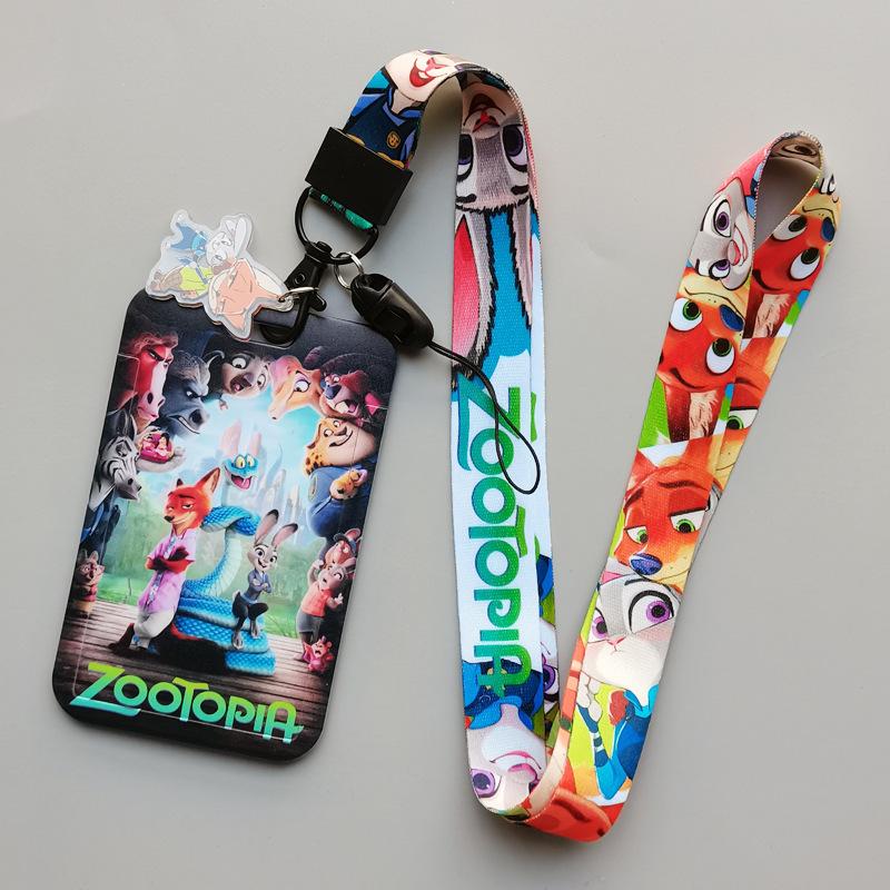 

Zootopia Anime Card Holder, Bus & Metro Pass Case With Polyester Lanyard For Students (As shown-14723)-
