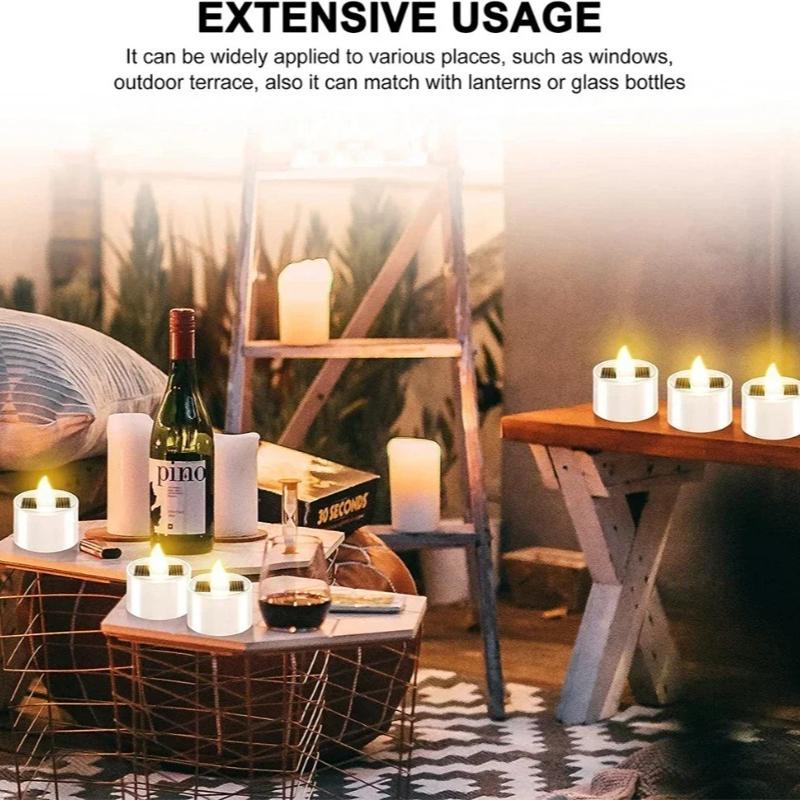 1-72PCS Solar Powered LED Flameless Candles Outdoor Waterproof Lights for Halloween Garden Party Decorations Pathway Lighting