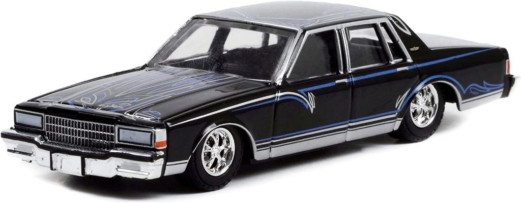Greenlight Scale Chevrolet Caprice 1985 Black California Lowrider Diecast Model Car 1/64 [Used]
