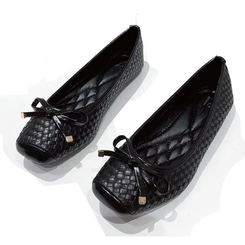 

2025 Весна Літо Мода Балетки Жіночі Одинарні Туфлі Чорні Сині М які Зручні Великий Розмір 41 35 чорний