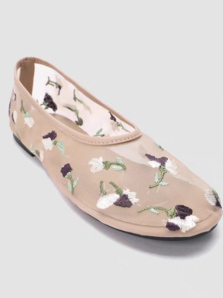 

Сетчатые туфли с плоским дном, женские, весна-лето, новые модные туфли в иностранном стиле, круглые дышащие балетки, верхняя одежда 40 абрикосовый