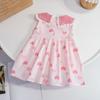 2026 Baby Girls Sleeveless Dress Cute Love Print Princess Kids Casual Party