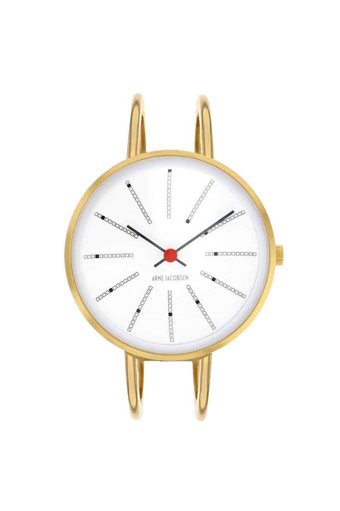 ARNE JACOBSEN BANKERS 53113-1419 30mm Watch, Nordic Design, Water Resistant (Quiet Design with No Second Hand), White Gold Bangle Strap