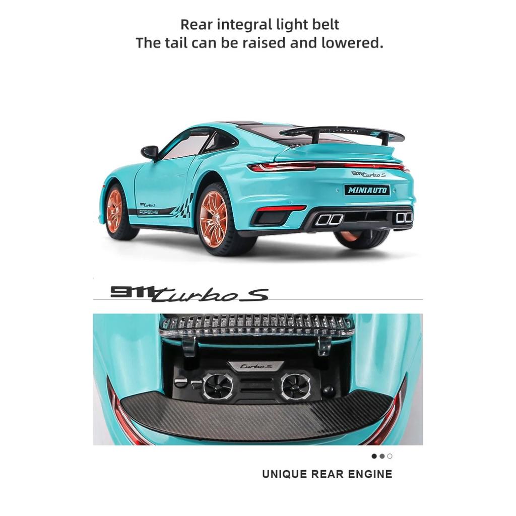 1/24 Porsches 911 TARGA TURBO S Alloy Racing Car Model Diecasts Simulation Metal Toy Car Model Sound Light Collection Gift