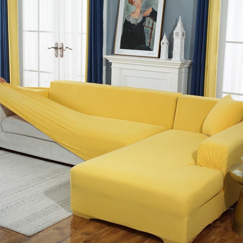 Capa de sofá elástica de veludo de milho de cor sólida, moderna, simples, para sala de estar, sofá simples, almofada integrada para sofá de estimação