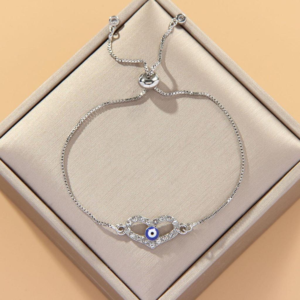 Verstellbares 8-förmiges Evil Eye Herzarmband für Damen - Europäische & Amerikanische Mode, Südostasiatischer Einfluss