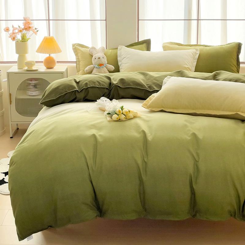 Klasse A Säuglings- und Kleinkindqualität Ins Kleiner Frischer Verdickter Abgeriebener Vier-Teile-Satz Hautfreundliche Laken Gewaschene Baumwolle Bettbezug Schlafsaal 3-teiliges Set