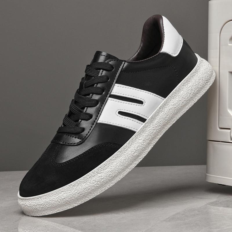 

Fashion Lace-Up Men s Walking Shoes 2024 New Simple Skate Shoes Men Luxe Male Breathable Sneakers Shoe Men Fashion Casual Leather Shoes 44 чёрный