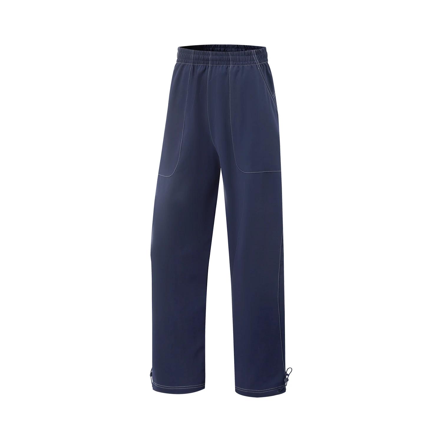 

Li-Ning Fitness Series Comfortable Straight Leg Mid Waist Drawstring Casual Pants Women Bottoms Deep-Pea-Blue AYKV032-3 L