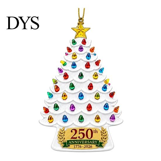 Holiday Party Supplies 250 Anniversary USA Christmas Tree Ornament, 1776-2026 2D Acrylic Collection Keepsakes Years America Hanging Decoration