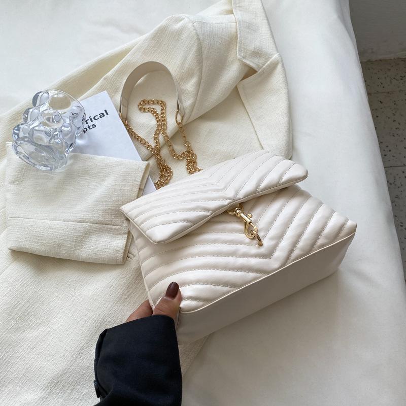 Casual Chain Crossbody Bags For Women Fashion Striped Shoulder Bag Large Capacity Flap Ladies Handbags
