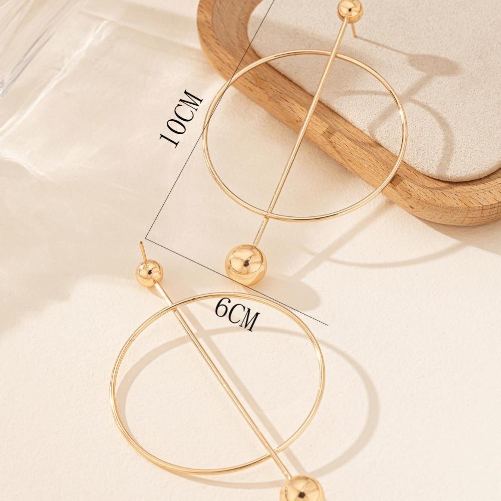 Bar Hoop Earrings Big Round Circle Earrings Geometric Circle Stick Earrings Gold Fashion Jewelry for Women Gift