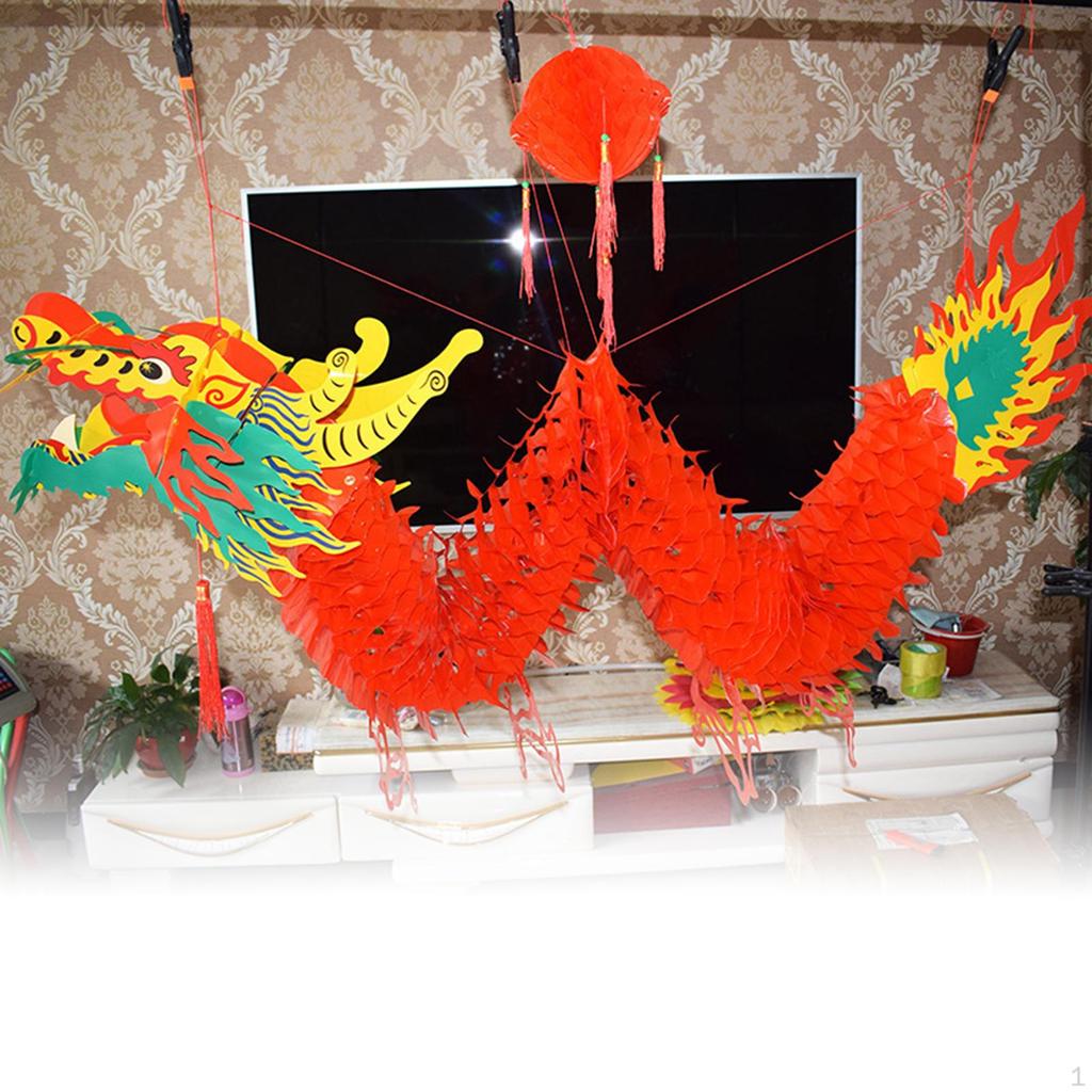3D Chinese Year Paper Dragon Garland Hanging Decoration Restaurant