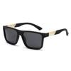 Textured Square Sunglasses Metal Edging Design Simple Frame Shape Face Shape Friendly Daily Versatile Sunscreen Sunglasses 3010