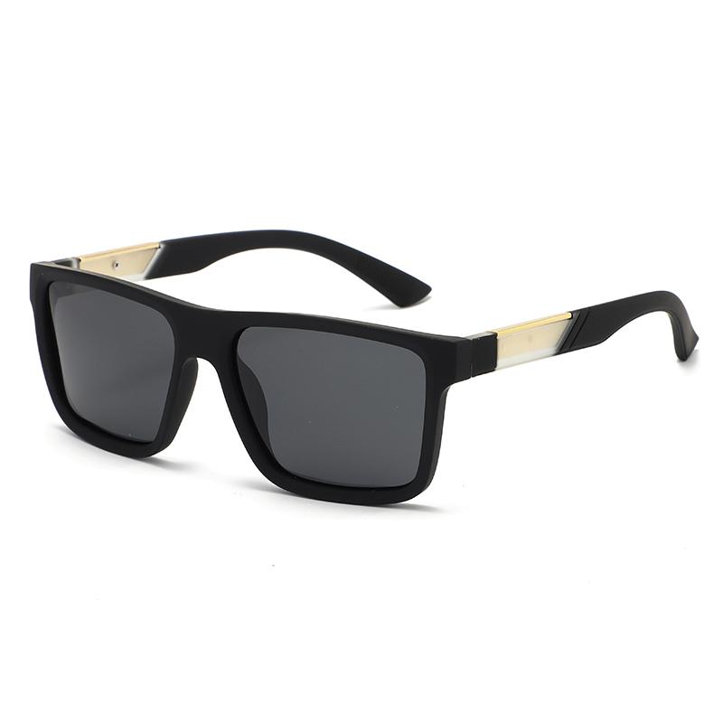 Textured Square Sunglasses Metal Edging Design Simple Frame Shape Face Shape Friendly Daily Versatile Sunscreen Sunglasses 3010