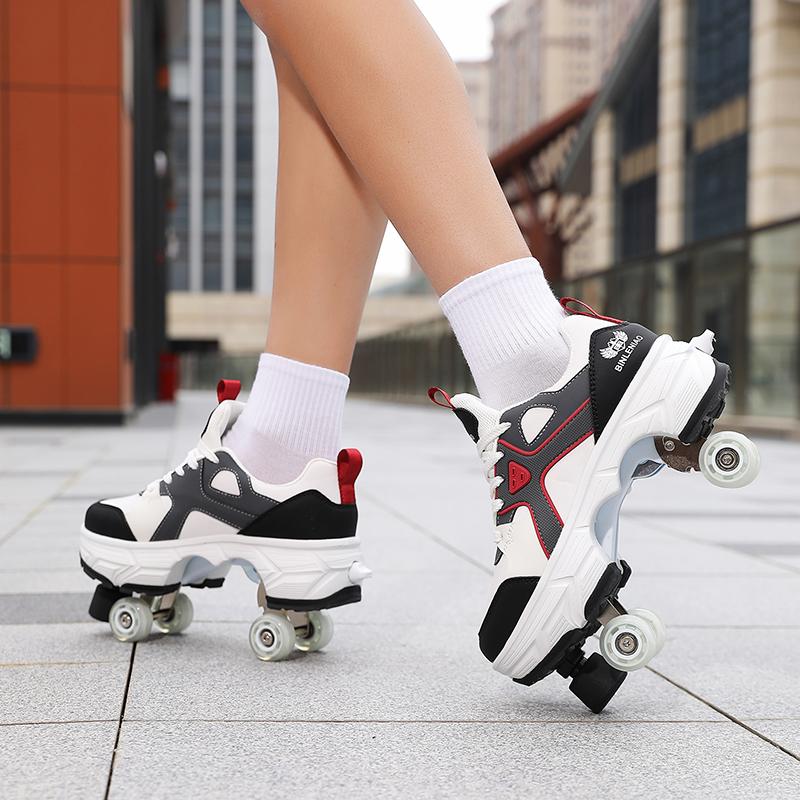 Scarpe Deformabili da Passeggio a Quattro Ruote per Bambini/Uomo Pattini a Rotelle da Uomo/Donna Pattini da Bambino Scarpe Sportive a Due Ruote per Ragazzi e Ragazze