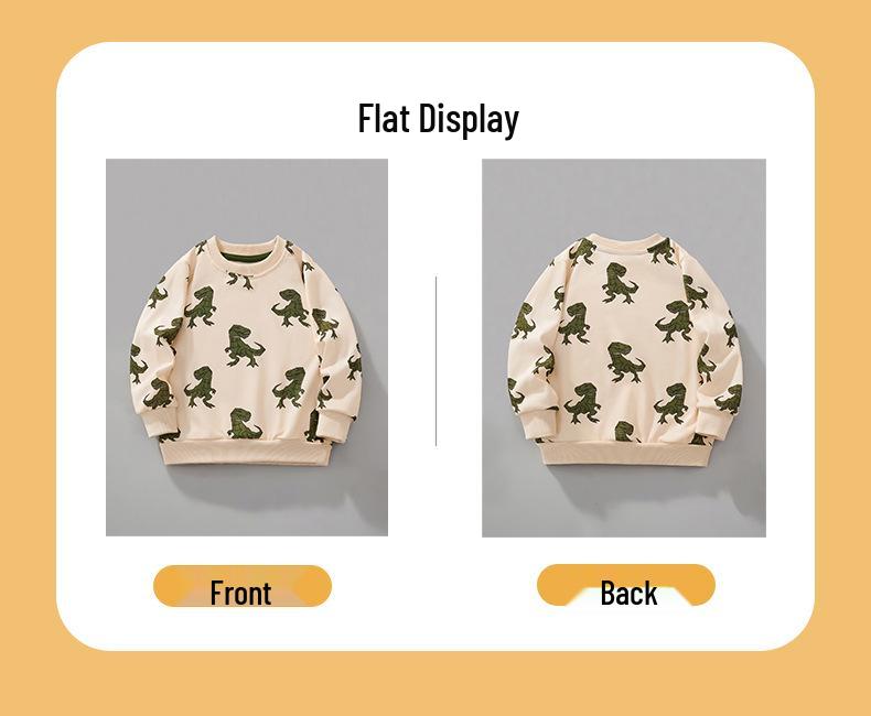 European and American Cartoon Dinosaur Hoodie for Kids - Pullover Round Neck Knitwear