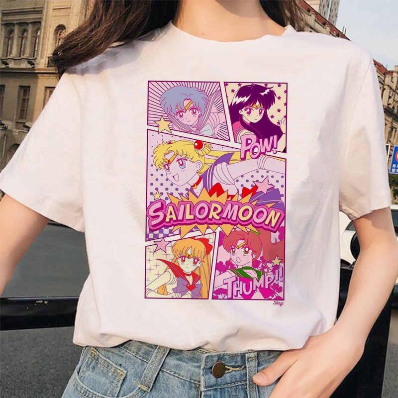 Sailor Moon 90S Divertente T Shirt Harajuku Vestiti Tshirt Estetica Gatto Anime Donna Carina Donna T