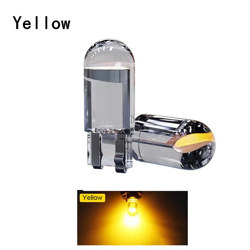 10/20/50PCS 12V W5W LED T10 Car Lights COB Glass Interior Parts Bulbs White Yellow Auto License Plate Lamp Dome Read Light
