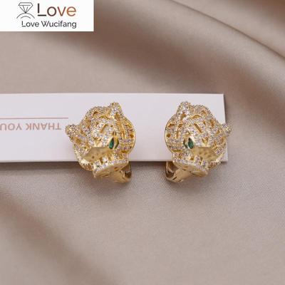 Luxusní 14K pozlacené zirkonové leopardí náušnice s motivem zirkonu, elegantní, pro ženy, lesklé doplňky