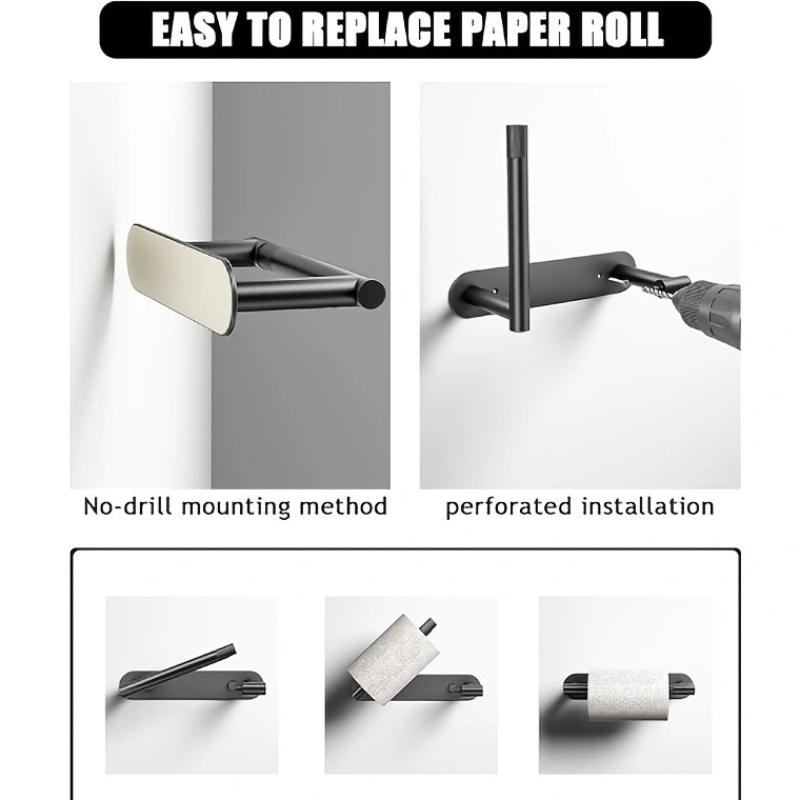 Stainless Steel Towel Rack Bathroom Kitchen Paper Holder Wall-mounted Toilet Tissue Roll Holders Storage Holders & Racks