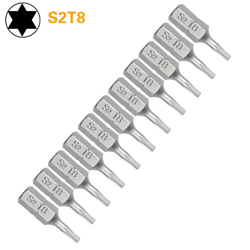1 zoll T6 T7 T8 T9 T10 T15 Torx-schraubendreher-bit-set S2 Stahl 1/4 Zoll 6,35mm Hex Schaft elektrische Schraubendreher-bits Für Power Tools