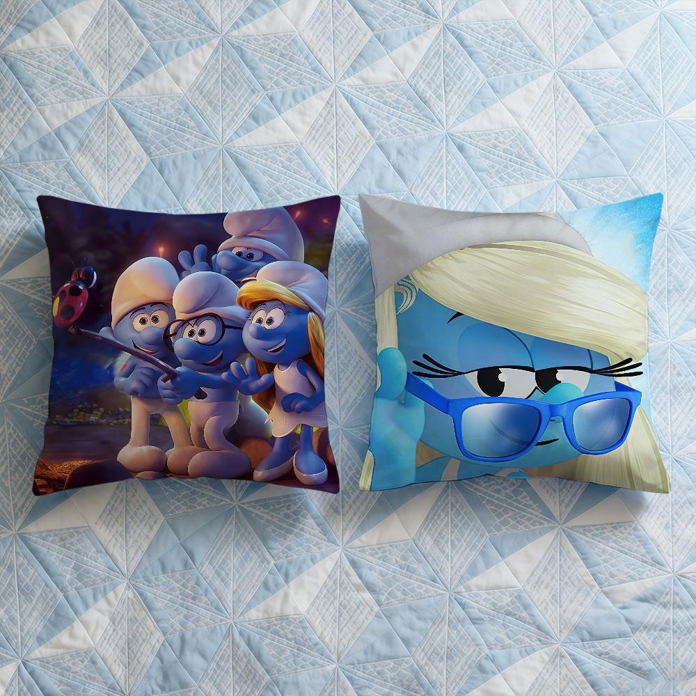 Cushion 2025 Cover Soft Case Cartoon Sofa Living Room Home Movie Comfortable Office Decor S-SmurffS-ES Protective Pillow