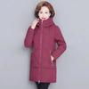 Νέα μόδα Φθινοπωρινό Χειμώνα Μητέρες Γυναικείες Ζεστό μονόχρωμο παλτό με κουκούλα, παχιά επένδυση, μεσαίο μακρύ παλτό