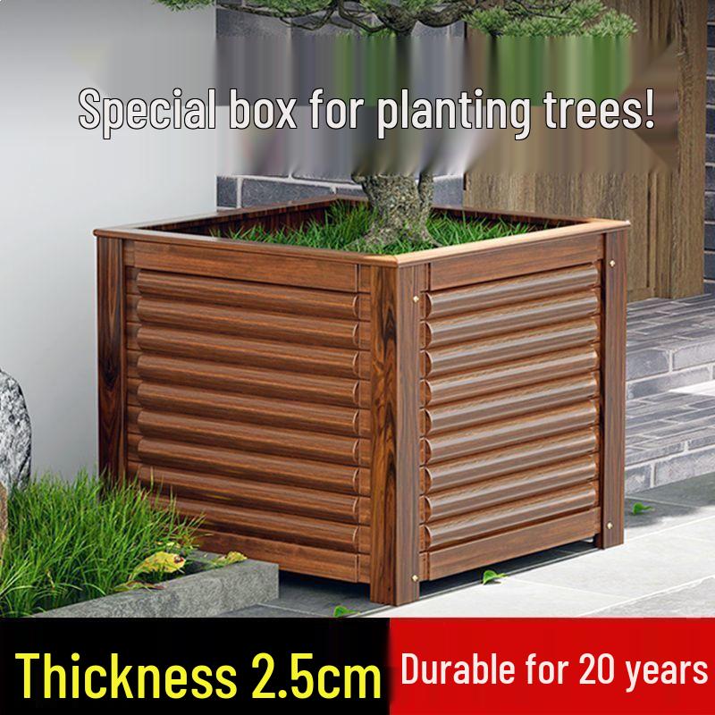 Large Anti-Corrosion Solid Wood Planter Box for Outdoor Trees and Flowers