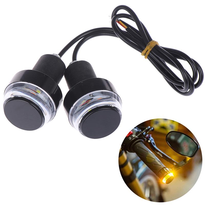 2Pcs Motorcycle Turn Signal Led Light Indicator Blinker Handle Bar End Light