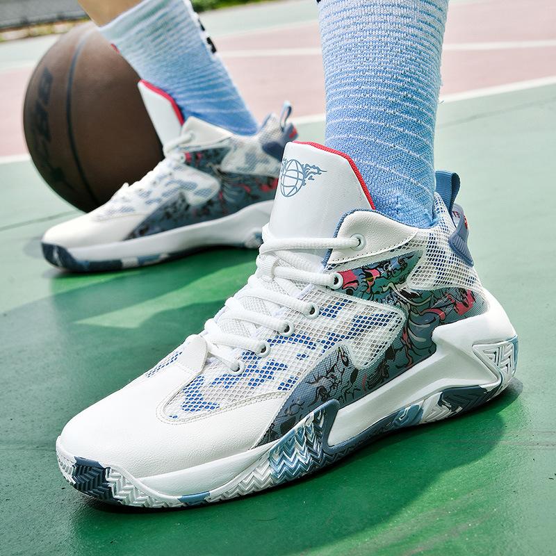 

Высококачественные баскетбольные кроссовки мужские летние для фактических боевых действий с амортизацией, из новой кожи, нескользящие спортивные кроссовки для студентов 46