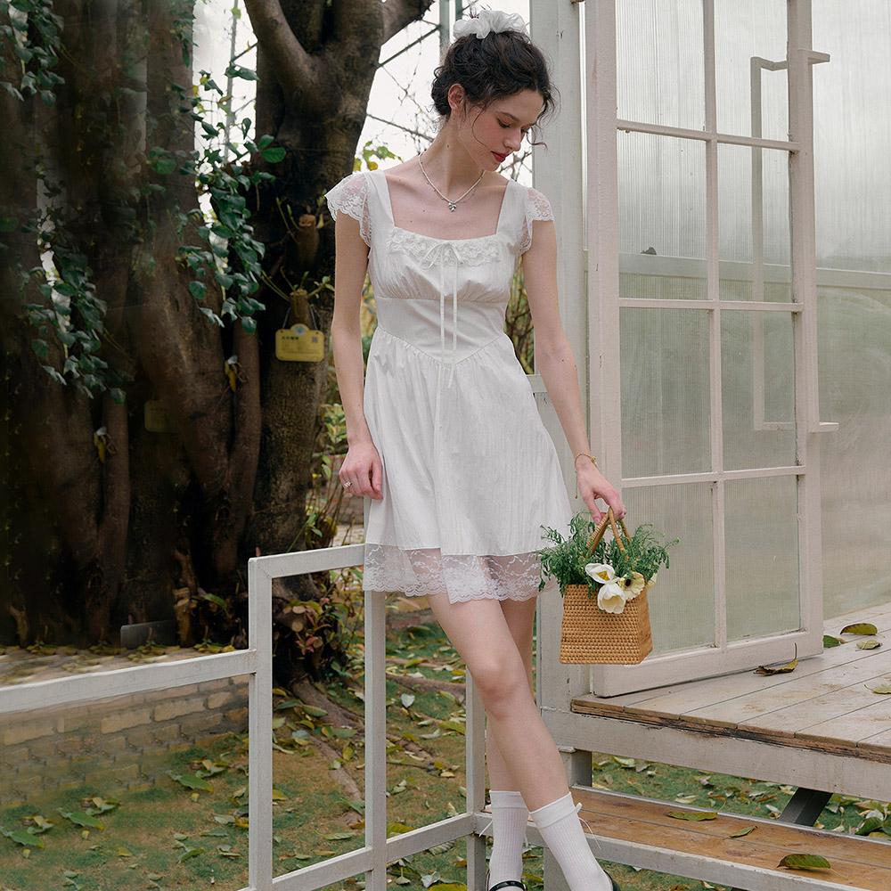 Simpeulleteulo Sr_Pure White Short Dress