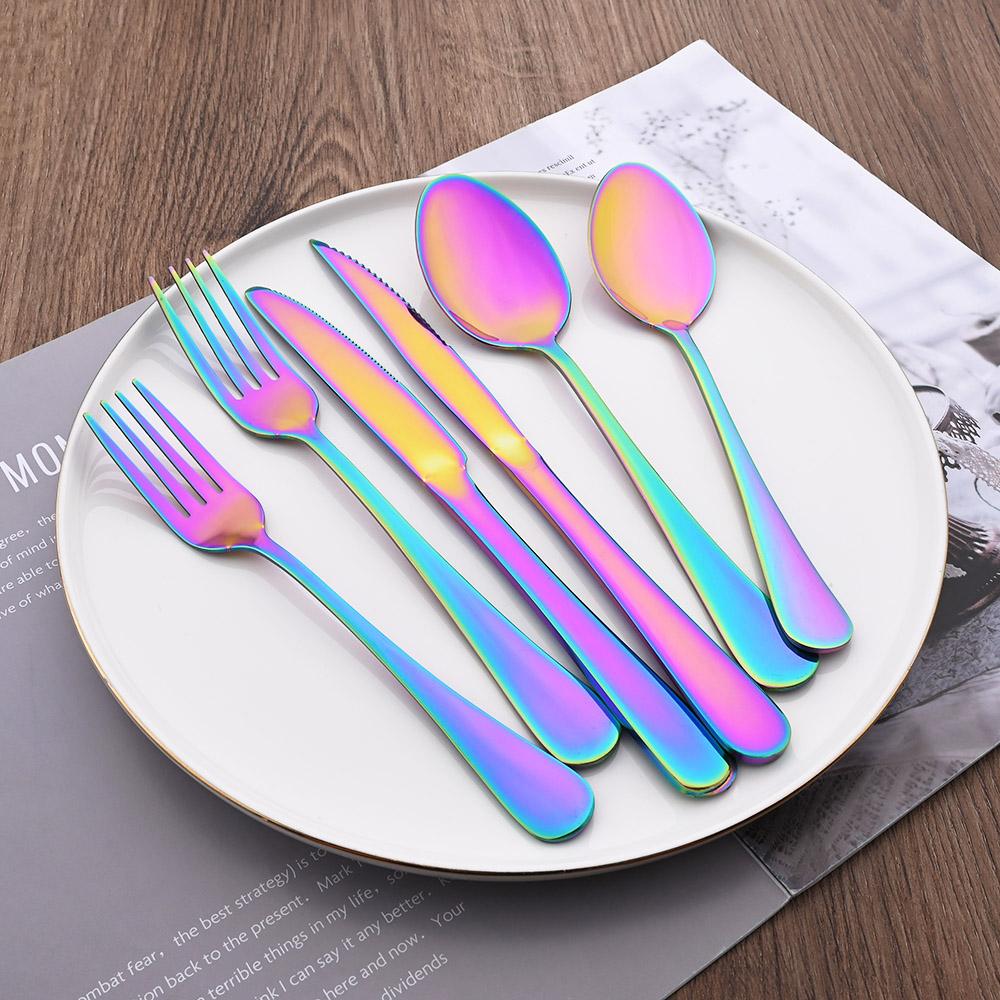 6-teiliges Western Black Geschirr-Besteck-Set Besteck-Set Edelstahl-Besteck Steakmesser Dessertgabel Löffel Geschirr-Set