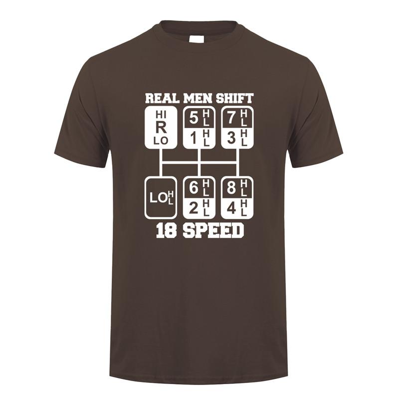 Real Unisex Shift 18 Speed Funny Truck Driver T Shirts Unisex Short Sleeve Cotton Tshirt Cool Unisex Tshirt JL105