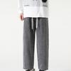 Elastic Waist Nine-point Jeans for Men, Men's Versatile Loose Straight Basic Solid Color Wide-leg Pants