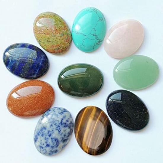 Fashion 30x40mm Natural Oval Stone Beads Charms Blue Onyx CAB CABOCHON no Hole for Jewelry Making 10pcs/lot - (Color: Mixed Color)