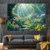 Dreamy Forest Fairy Tale Photography Background - Butterfly Flower and Mushroom Pattern Design Polyester Fabric